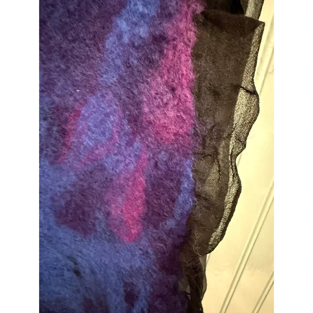 Authentic Andrea LeBeau Artisan Nuno Felted Scarf & Silk Chiffon Edges Lagenlook